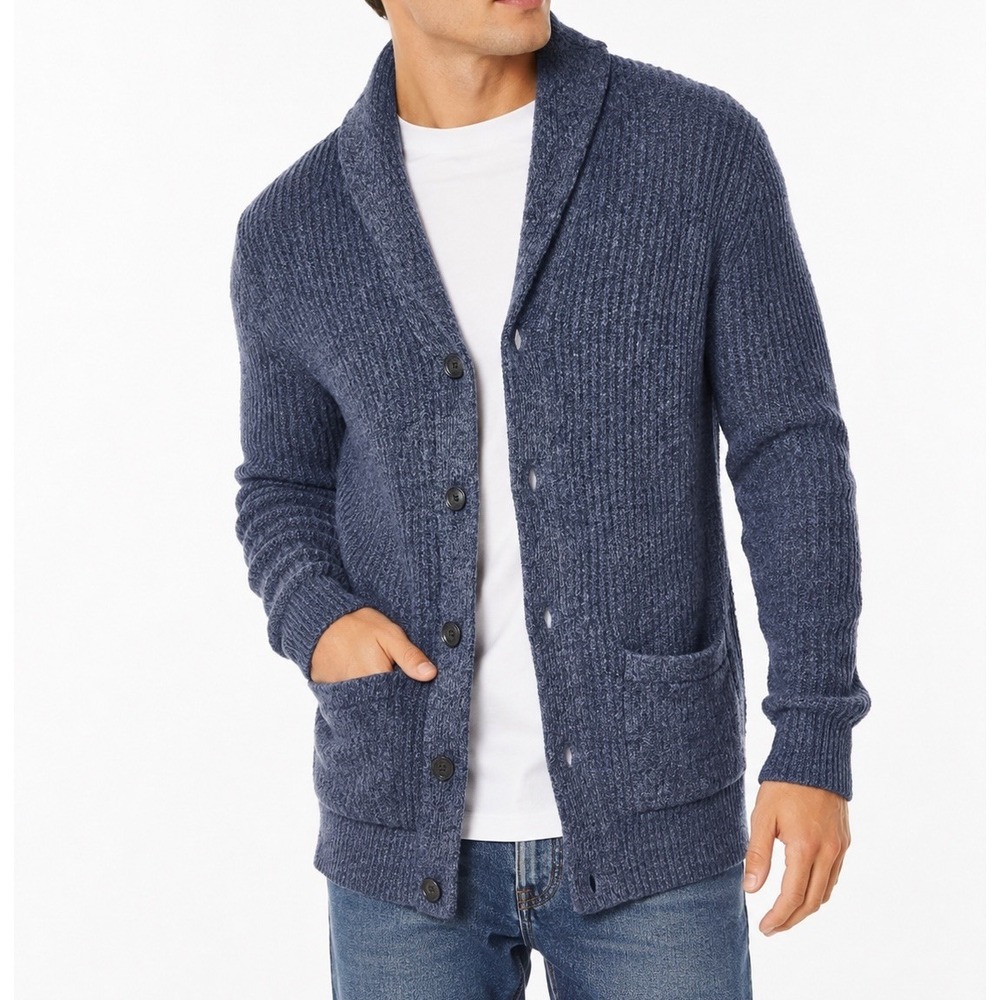 American Eagle Seriously Soft Shawl Collar Cardigan Blue Knit Sweater Small